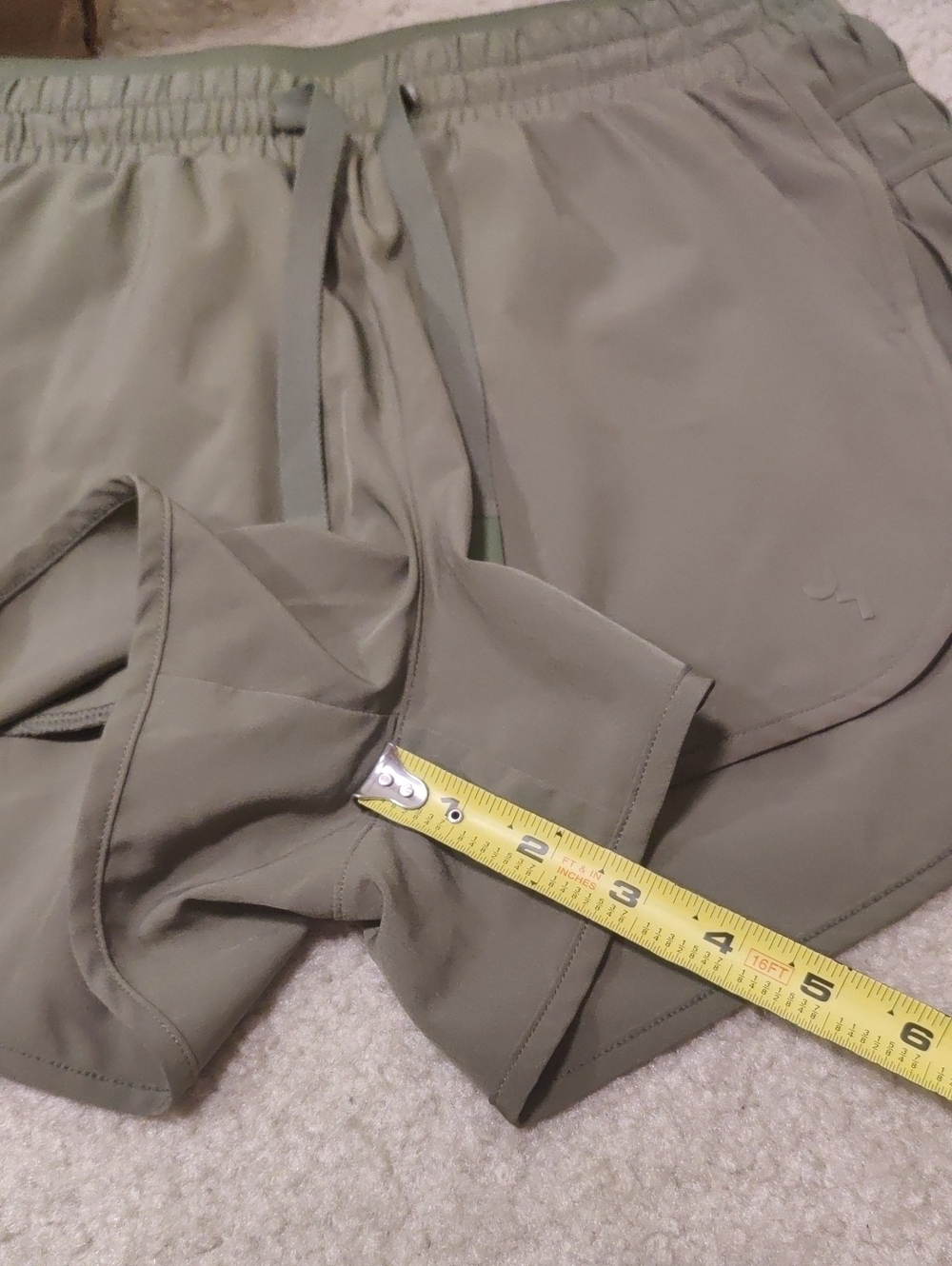 JoyLab Olive Green Athletic Shorts Side Pleats Drawstring Y2K Hippie Sports Retr - Picture 10 of 14
